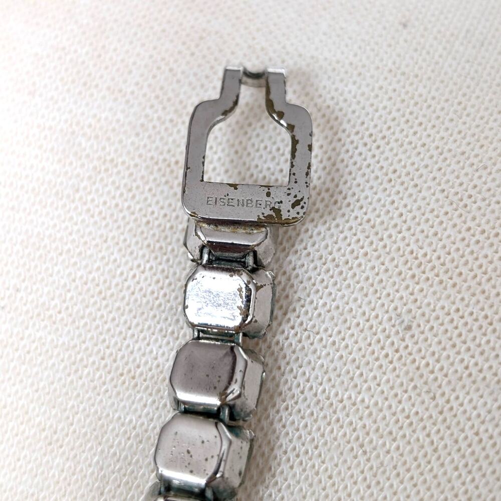 Vintage Eisenberg Emerald Cut Austrian Rhinestones Crystal Necklace Signed - Picture 6 of 9